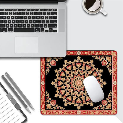 Square Mouse Pad Floral Carpet, Personalized Premium-Textured Custom Mouse Mat Design, Washable Mousepad Cloth, Non-Slip Rubber Base Computer Mouse Pads for Wireless Mouse