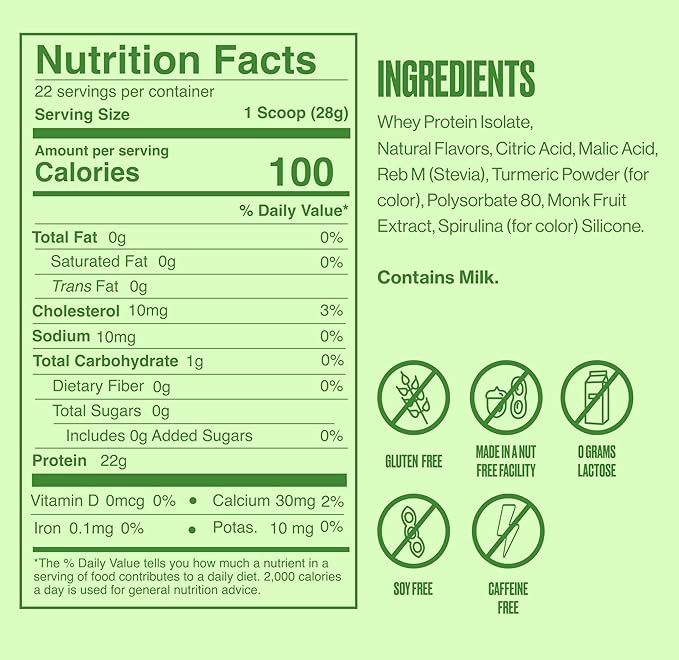 SEEQ Supply Clear Whey Protein Powder - 22 Servings, 22g Protein Per Serving - Sour Green Apple