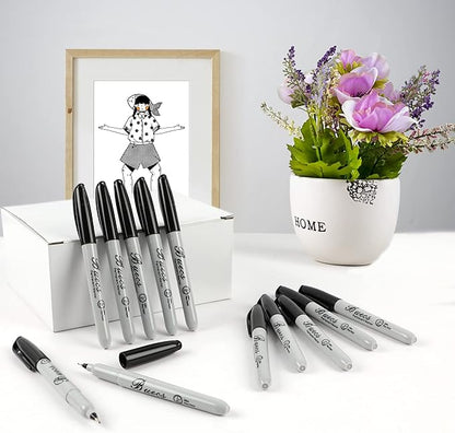 Permanent Markers, 60 Count Ultra Fine Point Black Permanent Markers, Works on paper, Plastic, Stone, Glass, Metal