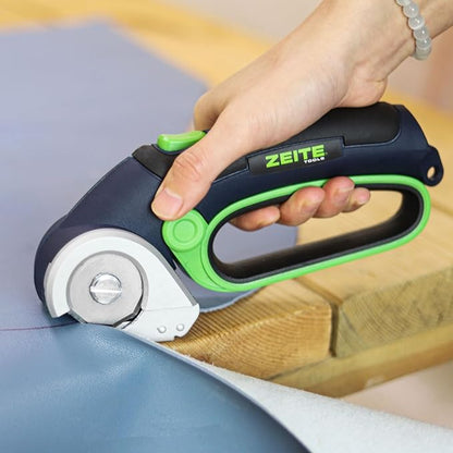 ZEITE 4V Cordless Electric Scissors,Cardboard Cutter with 2 Blades,Storage Box,USB Charging Cable,Power Rotary Cutter,Max Cutting 1/4",for Cardboard Box,Thin Carpet & Plastic, Easy to Hold and Safe
