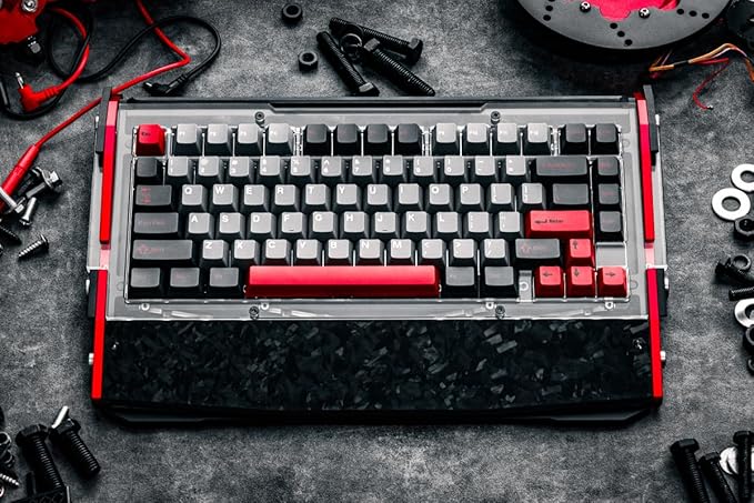 Black Diamond RT Hall Effect Magnetic Gaming Keyboard 75%, 0.04mm Accuracy, 8k Polling Rate, 0.25ms Latency, Leaf Spring Mount Mechanical Feel, Custom Fixed-Wall Magnetic Switch, Shadow Crimson