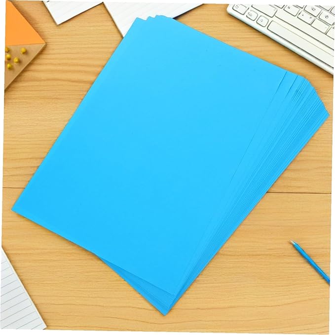100pcs Blue Copy Paper Colored Printer Paper for Craft Letter Multi-purpose Smooth Texture Quick Drying Surface for DIY Creative Drawing Printing Projects