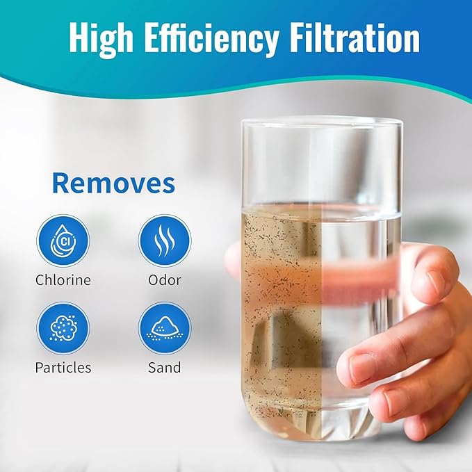 Replacement GE GXWH04F Activated Carbon Block Filter - Universal 10 inch Filter for GE HOUSEHOLD PRE-FILTRATION SYSTEM (Pack of 8)