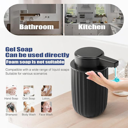 Automatic Soap Dispenser Liquid Touchless: 9oz Plastic Black - Rechargeable Electric Smart 3-Level Adjustable Modern Auto Soap Dispenser - Bathroom Kitchen Hand Dish Lotion