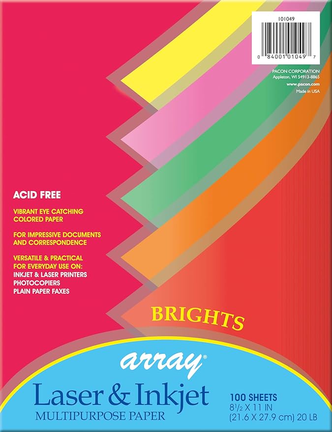 Pacon 101049 Multi-Purpose Paper, Multicolor