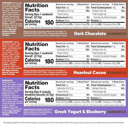 Olyra Variety Pack Sandwich Breakfast Biscuits, Healthy Snacks for Adults and Kids, Low Sugar, Organic Cookies, Office Snacks, USDA Certified, Non GMO 24 Packs