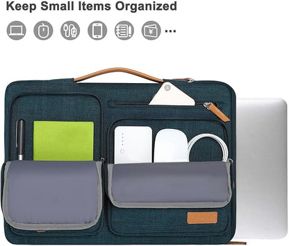 MOSISO 360 Protective Laptop Case 13.3 inch, 13-13.3 inch Laptop Sleeve Compatible with MacBook Air/Pro 13 / Pro 14,HP Dell Acer ASUS,Side Open Carrying Case with 4 Zipper Pockets&Handle, Teal Green
