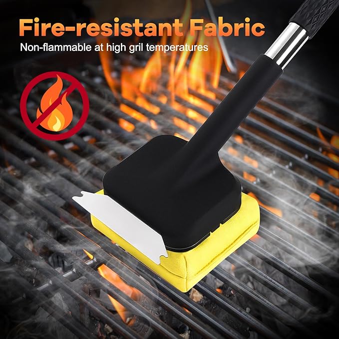 BBQ Grill Brush Set，Safe Grill Cleaning Brush Set and Scraper with Replacement Sponge Heads and Various Cleaning Brushes for Porcelain Charcoal Grill
