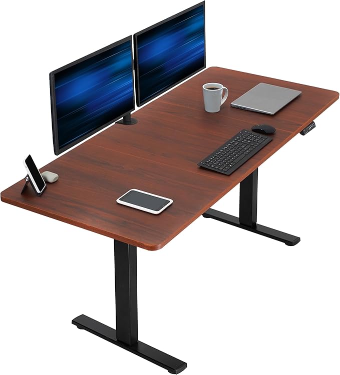 VIVO Electric 71 x 30 in Standing Desk, Memory Height Adjustment, 1B Series, Dark Walnut Top Black Frame, DESK-KIT-1B7D