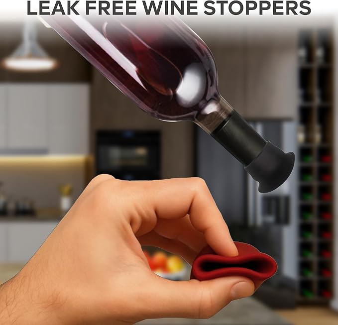 Funny Silicone Wine Stopper Set of 8 – Must-Have Wine Accessories & Perfect Wine Gifts for Women & Men – Airtight & Reusable