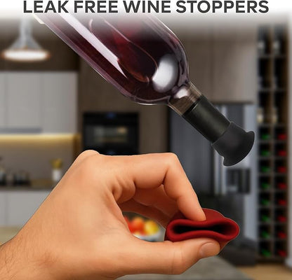Funny Silicone Wine Stopper Set of 8 – Must-Have Wine Accessories & Perfect Wine Gifts for Women & Men – Airtight & Reusable