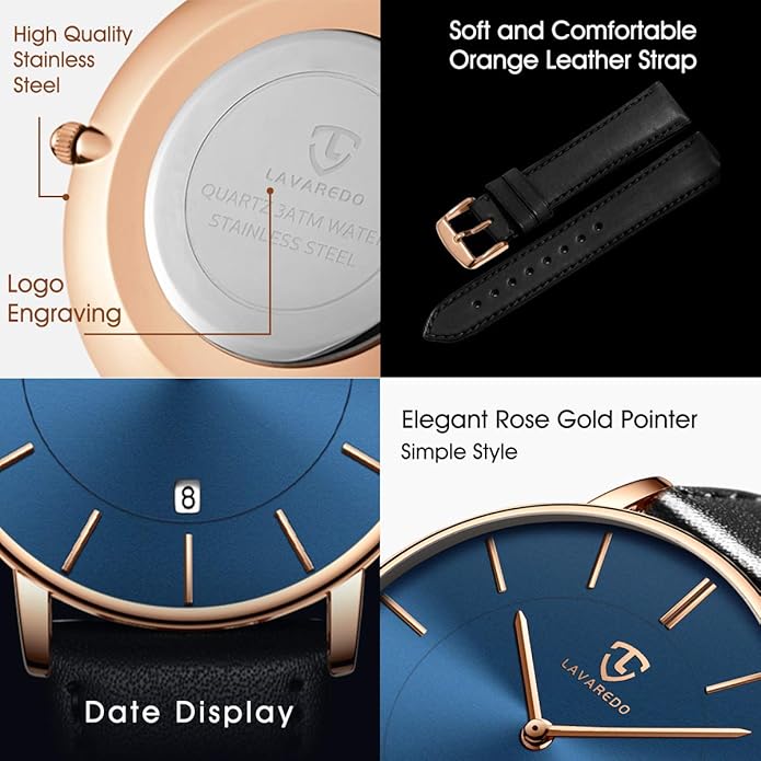 BEN NEVIS Watch, Mens Watch, Minimalist Fashion Simple Wrist Watch Analog Date with Leather Strap