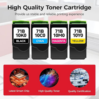 71B10K0 71B10C0 71B10M0 71B10Y0 Toner Cartridge Set 4-Pack Replacement Compatible with Lexmark CS317dn CX317dn CS417dn CX417de CS517de CX517de Laser Printer Ink All-in-One Black Cyan Magenta Yellow