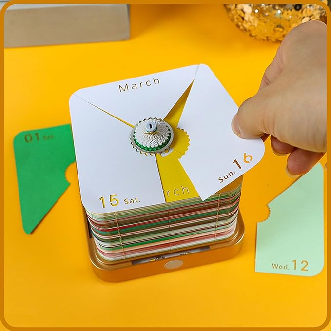 3D Calendar 2026 Time Piece Calendar 3D Memo Pad Tear Away Carving Art Notepad Paper Sculpture Artwork for Sticky Note Record DIY Christmas Gift Office Desktop Decoration-Golden Christmas Tree