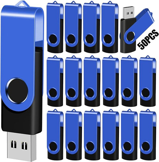 EASTBULL Flash Drive Bulk512MB USB 50 Pack with Lanyards USB 2.0 Thumb Drive Bulk Memory Stick Swivel Pen Drive for Storage and Backup 512MB 50 Pack, Blue