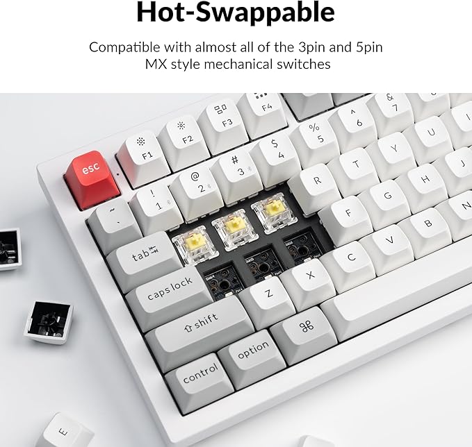 Keychron Q6 Pro Full-Size Bluetooth Custom Mechanical Keyboard for Mac Windows Linux, Full Metal QMK/VIA Programmable Knob KSA Double-Shot PBT Keycaps Hot-Swappable Keychron K Pro Banana Switch-White