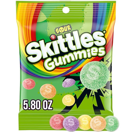 SKITTLES Sour Gummies Chewy Candy Assortment, 5.8 oz (Pack of 12)