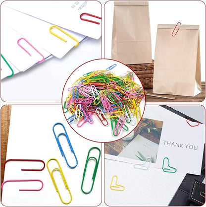 Paper Clips, 200 Pack 1.3 Inch Medium Colored Paperclips, Assorted Colored Coated Paper Clips, Reusable Paperclips for Paperwork Office School Document Organizing