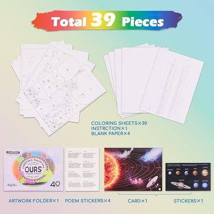 Digichroma Coloring Book for Kids Ages 6-12 |AI Art Tool & Heat-Erasable Coloring Sheet with Portfolio, Poem & Solar System Stickers, Art Supplies, Christmas Birthday Gift for Boys Girls Teens