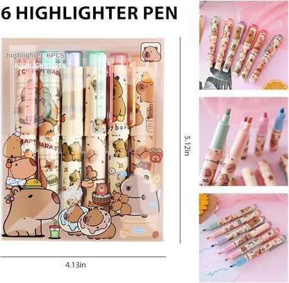6Pcs Mechanical Pencils,Lead Refills,Erasers,Capybara School Supplies,Capybara Stationery Set,Kawaii Stationery Christmas Birthday Gifts,for Office School Supplies