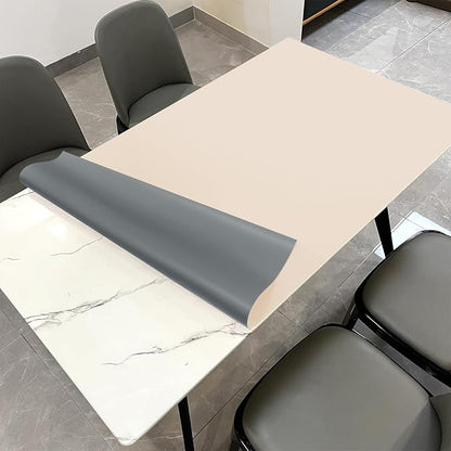 Leather Table Cover,1.8mm Thick,42x66 Inch Table Protector,Table Protector for Dining Room Table,Dining Table Cover,Table Cover Protector(Beige+Light Gray,42x66)