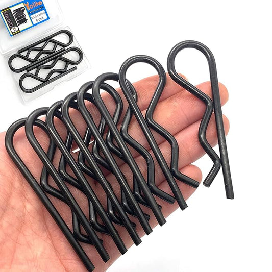 8Pcs Heavy Duty Hitch Pins Clip R Clips Spring Retaining Wire Hair Pins Cotter Pin Strong Spring Tension Large Carter Pin R clip large for trailer Tractor Mower Carts Truck Black zinc M3.5x75mm
