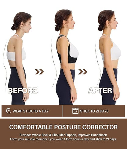 URSEXYLY Posture Corrector for Women Breathable Back Brace For Posture Adjustable Back Straightener Support for Neck Shoulder Clavicle and Upper Back Pain Relief(2XL/3XL,Black)