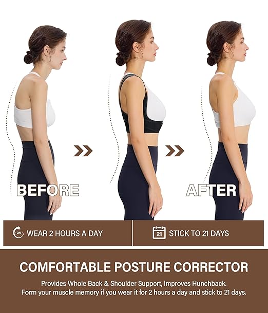 URSEXYLY Posture Corrector for Women Breathable Back Brace For Posture Adjustable Back Straightener Support for Neck Shoulder Clavicle and Upper Back Pain Relief(S/M,Black)