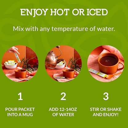 Cusa Tea & Coffee | Premium Instant Green Tea With Real Fruit & Spices | Organic Leaves Drink Mix Packets | Hot or Iced Tea (30 Single Servings)
