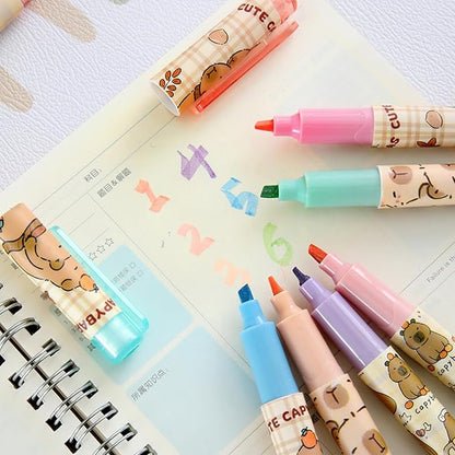 6Pcs Mechanical Pencils,Lead Refills,Erasers,Capybara School Supplies,Capybara Stationery Set,Kawaii Stationery Christmas Birthday Gifts,for Office School Supplies