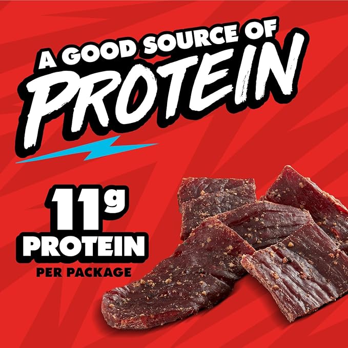 Jack Link’s x MrBeast Peppered Beef Jerky – 11g Protein per Serving, Made with 100% Real Beef, Pantry-Ready, Kids Snacks, Great Stocking Stuffers and Gifts, 10 Count of 1.25oz Bags