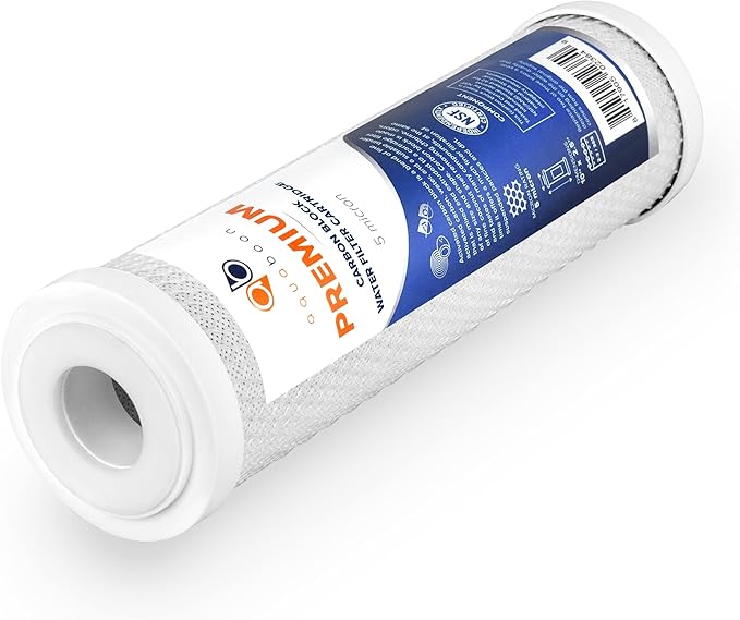 Aquaboon 5 Micron 10 x 2.5 Premium CTO Filter Cartridge for Whole House Carbon Block Water Filter Replacement Compatible with FC15, FXWTC, 12-Pack