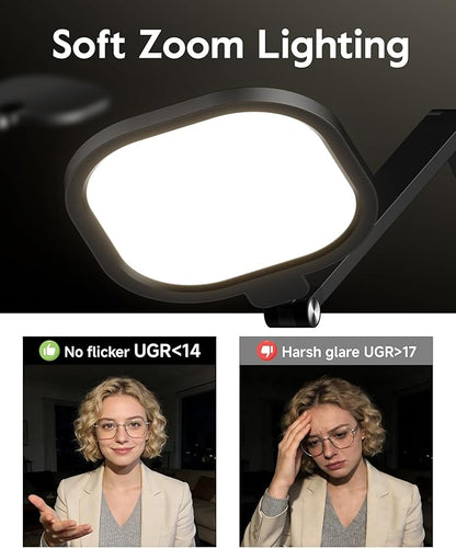 Desk Lamps for Home Office, 2000LM Eye-Caring Desk Light with Clamp, Dimmable Zoom Lighting with 3 Colors & 10 Brightness, Remote Computer Ring Light for Video Calls,Conference, Reading, CRI>97.8