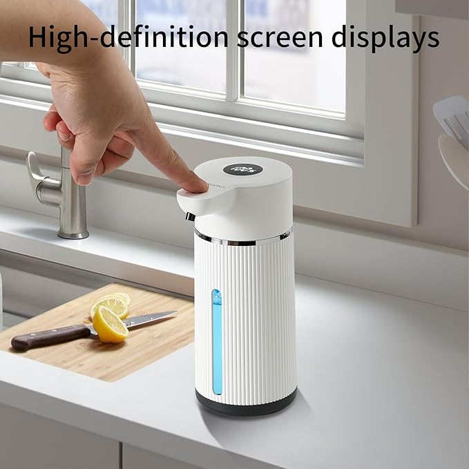 Automatic soap Dispenser,rechargeability touchless Dish Soap Dispenser，4-Level Adjustable，for Kitchen, Bathroom, Hotel, Restaurant (Foam White)