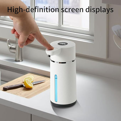 Automatic soap Dispenser,rechargeability touchless Dish Soap Dispenser，4-Level Adjustable，for Kitchen, Bathroom, Hotel, Restaurant (Foam White)