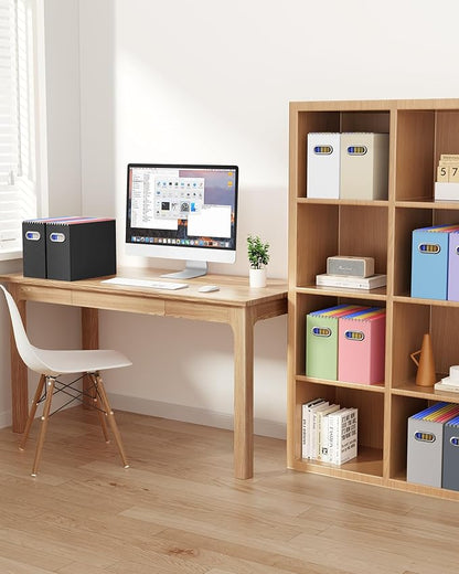 Oterri Cardboard File Organizer Box for Hanging File Folders Letter Size,File Box for Computer Desk,File Cabinet,Working Home,Office,Classroom (Beige, Letter Size - 2 Packs)