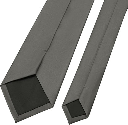KOOELLE Men's Ties Solid Pure Color Plain Neckties Formal Black Ties For Men