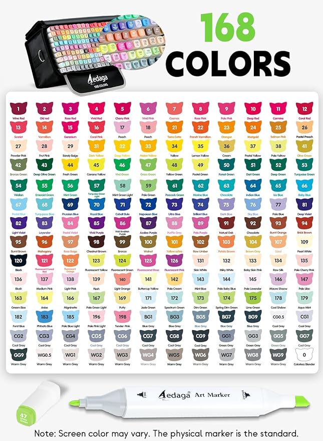 168 Colors Alcohol Markers with Free App, Dual Tip Art Markers with Kickstand Case for Artists Adults, Alcohol Based Marker for Coloring Painting Sketching and Drawing, Great Gift