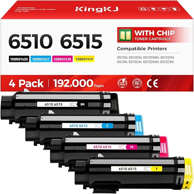 6510 6515 Drum Unit (Not Toner) 4-Pack Replacement for Xerox 106R03480 106R03477 106R03478 106R03479 Image-Drum Compatible with Xero Phaser 6510 WorkCentre 6515 Laser Printer Black Cyan Magenta Yellow