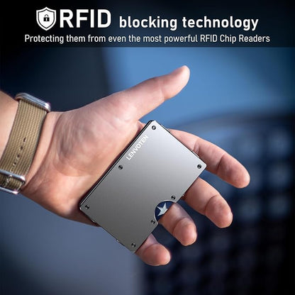 Upgraded Hinged Minimalist Wallet for Men | Slim Metal RFID Blocking Wallet | Credit Card Holder & Money Clip Holds 20 Cards | Premium Scratch-Resistant Finish | Ideal Gift for Men