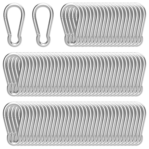 Carabiner, Heavy Duty Galvanized Steel Spring Snap Hook Carabiner Clips with 260LBS Holding Capacity, Ideal for Outdoor, Hammock, Swing and Travel (M6 2.4Inch, 200PCS)