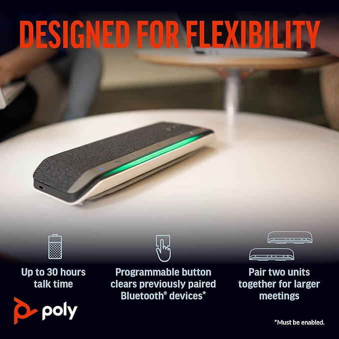 Poly Sync 40+ Smart Speakerphone (Plantronics) - Flexible Workspaces - Connect to PC/Mac via BT700 Adapter and Smartphones via Bluetooth - Certified for Microsoft Teams – Amazon Exclusive