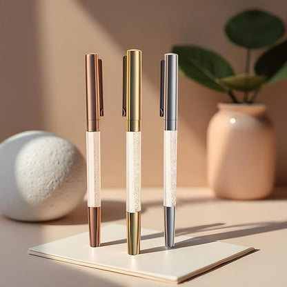 Elegant Crystal Ballpoint Pen Gift Set, Luxury Fine Tip Writing Trio in Silver, Gold, and Rose Gold, Decorative Office Pens for Weddings, Special Occasions, and Gifting