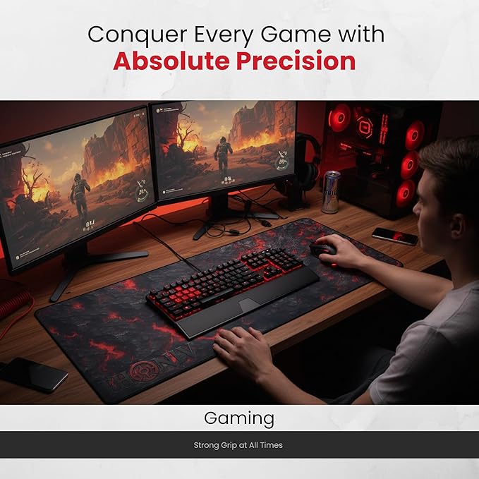 Gaming Mouse Pad XL Desk Mat 35.4x15.7 Inches – Large Mouse Mat with Non-Slip Rubber Base, Smooth Surface for Work & Play, Extended Desk Pad for Office or Gaming Setup