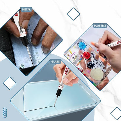 10 PCS Long Head Deep Hole Marker Pens,20mm Long Nib Marker, Longs Nose Markers, Waterproof Construction Markers Marking Tool,Permanent Markers Carpenter Ink marker Pens,Metal marking Pens