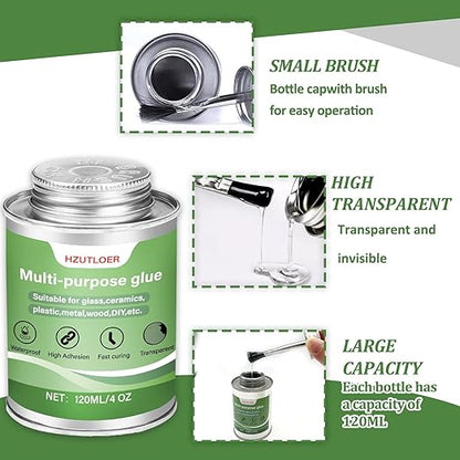 Multi-Purpose Super Glue | 120ml (4oz) High Strength Clear Adhesive with Brush | for Wood, Ceramics, Leather, Plastic | DIY Crafts & Metal Repair