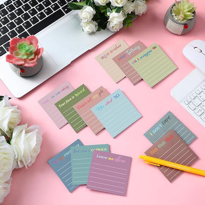 Yinder 24 Pcs Inspirational Sticky Notes Christmas Stocking Stuffers Motivational Sticky Notes Pad Employee Appreciation Gift Bulk for Teacher Nurse Coworker Office 3 x 3'' (Funny,Morandi Color)