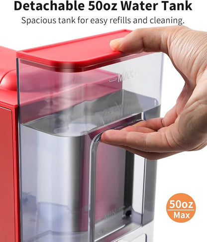SHARDOR Single Serve Coffee Maker, Hot & Iced Coffee Machine for K Cup and Grounds, 6 to 14 oz Brew Sizes, 50 oz Removable Water Tank, Bold Brew Setting, Pod Coffee Maker with Reusable Filter, Red