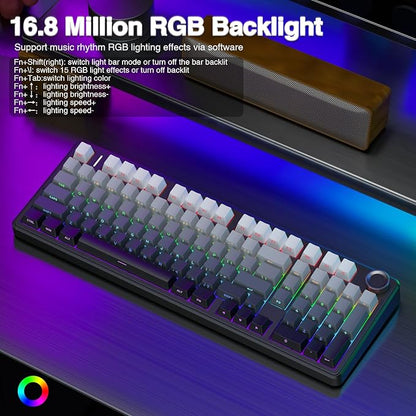 AULA F99 Pro Wireless Mechanical Keyboard with Knob,Gasket Structure,Tri-Mode BT5.0/USB-C/2.4GHz Hot Swappable Keyboard,Creamy Sound,RGB Backlit PBT Keycaps Computer Gaming Keyboards