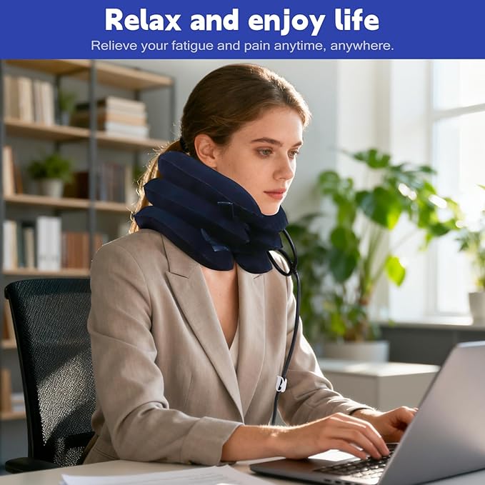 Cervical Neck Traction Device for Home Use, Inflatable Neck Stretcher for Instant Neck Pain Relief, Adjustable Neck Support Brace, Neck Decompression, Neck Extender